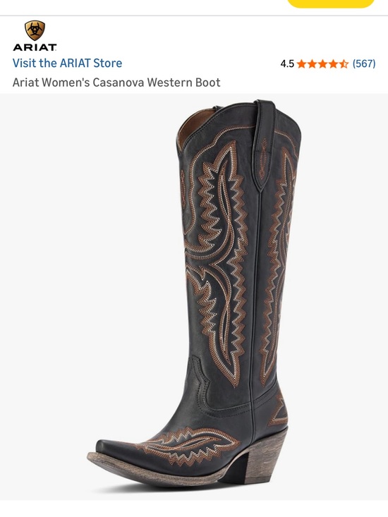 Ariat Shoes - Ariat Black Western Knee-High Boot with Brown Stitching